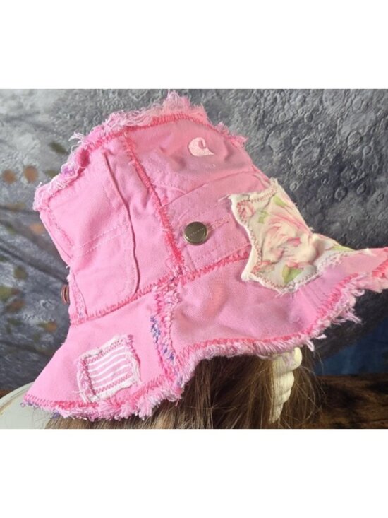 OOAK Handmade Boho Indie Pink Carhartt Upcycled Bucket Hat Adjustable M 22\